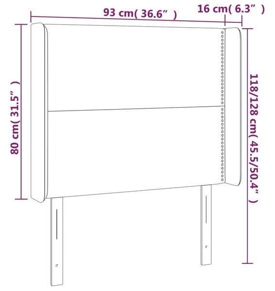 VidaXL fekete bársony LED-es fejtámla 93x16x118/128 cm