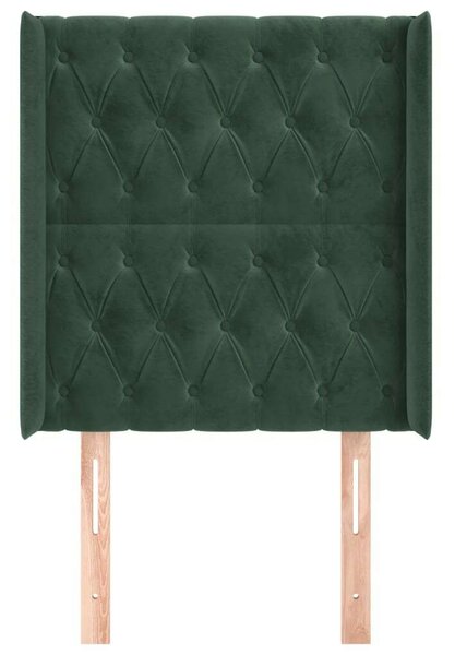 VidaXL sötétzöld bársony fejtámla szárnyakkal 83x16x118/128 cm