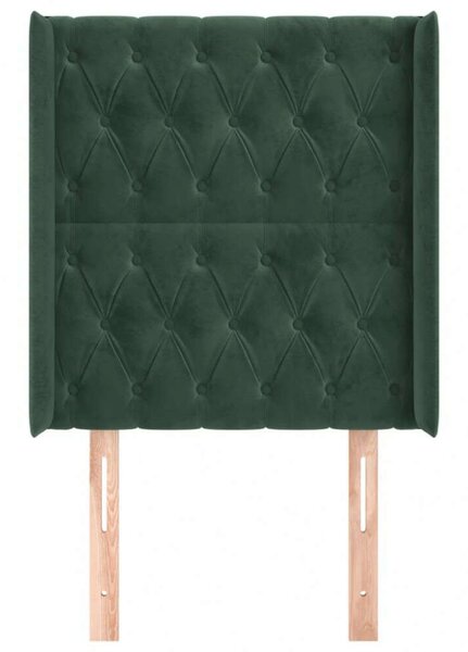 VidaXL sötétzöld bársony fejtámla szárnyakkal 83x16x118/128 cm