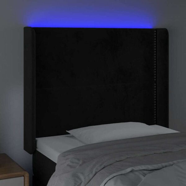 VidaXL fekete bársony LED-es fejtámla 93x16x118/128 cm