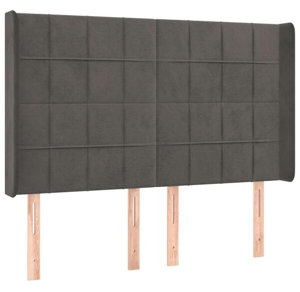 Bársony LED Fejtámla - Sötétszürke - 147x16x118/128cm