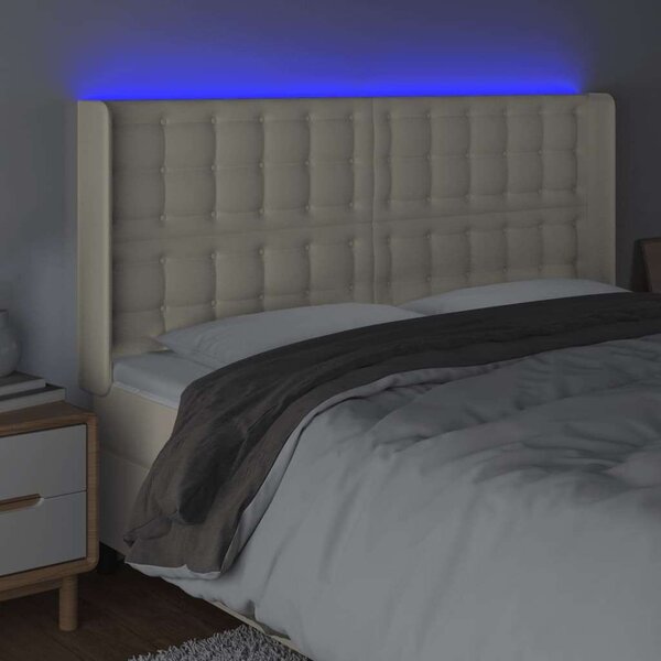 VidaXL krémszínű műbőr LED-es fejtámla 203x16x118/128 cm