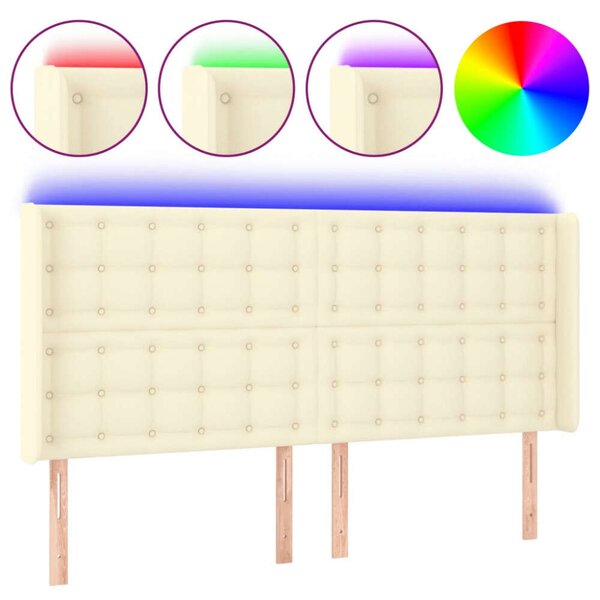 VidaXL krémszínű műbőr LED-es fejtámla 203x16x118/128 cm