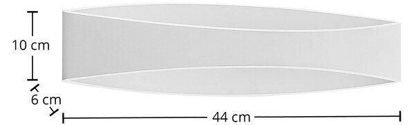Arcchio LED fali lámpa Jelle, 44 cm, fehér, fém, fel/le, le, dimmelhető, Fehér / opál, Nappali / Étkező, Alumínium, Modern