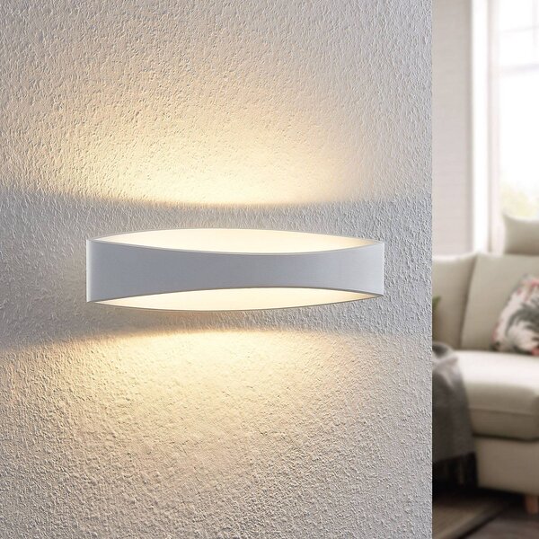 Arcchio LED fali lámpa Jelle, 44 cm, fehér, fém, fel/le, le, dimmelhető, Fehér / opál, Nappali / Étkező, Alumínium, Modern