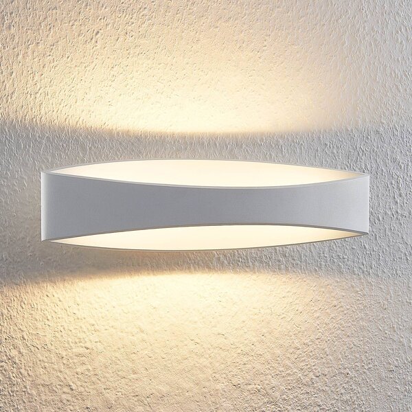 Arcchio LED fali lámpa Jelle, 44 cm, fehér, fém, fel/le, le, dimmelhető, Fehér / opál, Nappali / Étkező, Alumínium, Modern