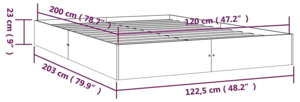 VidaXL Fehér Tömörfa Ágykeret - 120x200 cm