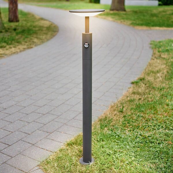 Lucande Fenia LED ösvény lámpa 100 cm, érzékelő, IP54, antracit, Fekete, Alumínium, Modern