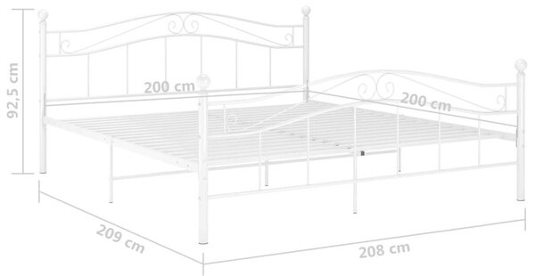 VidaXL Fém Ágykeret - Fehér - 200x200 cm