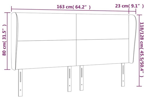 VidaXL Fejtámla - Szárnyas - Sötétbarna Szövet - 163cm