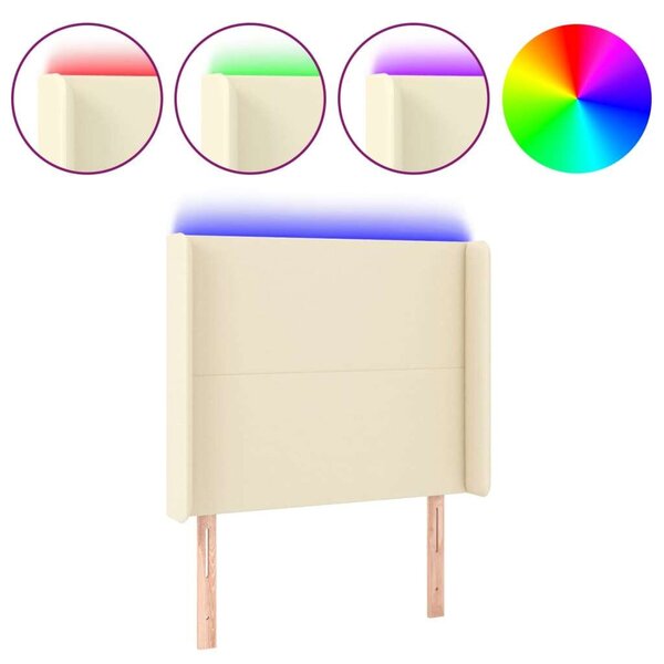 VidaXL krémszínű műbőr LED-es fejtámla 93x16x118/128 cm