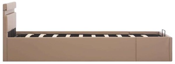 VidaXL kávészínű műbőr LED-es hidraulikus ágykeret 100 x 200 cm