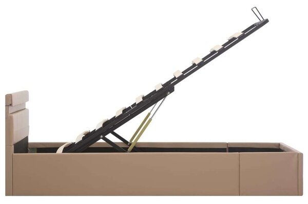 VidaXL kávészínű műbőr LED-es hidraulikus ágykeret 100 x 200 cm