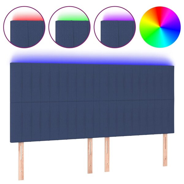 VidaXL Kék Szövet LED Ágyfejtámla - 200x128cm