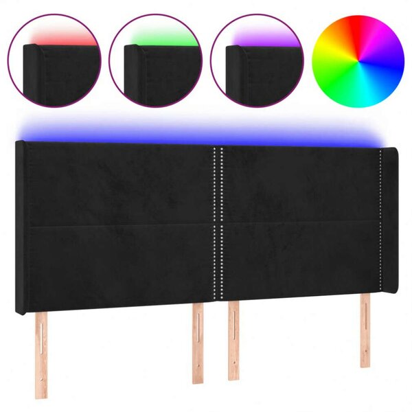 VidaXL fekete bársony LED-es fejtámla 183x16x118/128 cm