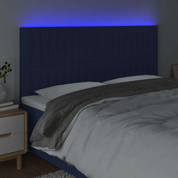 VidaXL Kék Szövet LED Ágyfejtámla - 200x128cm