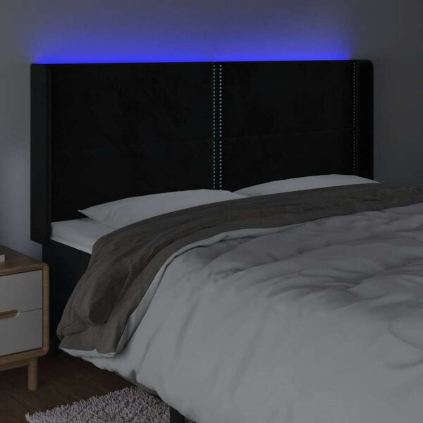 VidaXL fekete bársony LED-es fejtámla 183x16x118/128 cm