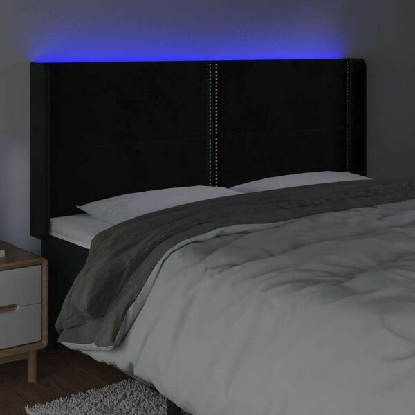 VidaXL fekete bársony LED-es fejtámla 183x16x118/128 cm