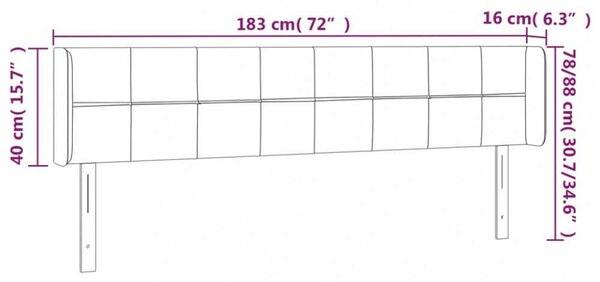 VidaXL LED Ágyfejtámla - Sötétbarna - 183cm