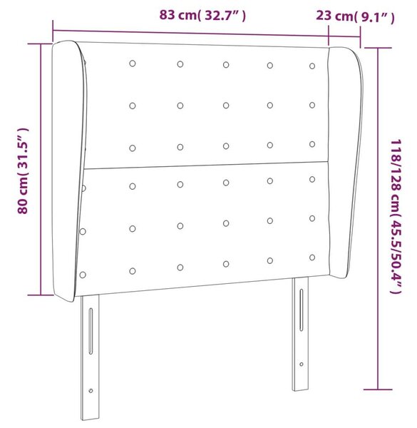 VidaXL Szövet Fejtámla Szárnyakkal - 83x23x118/128cm