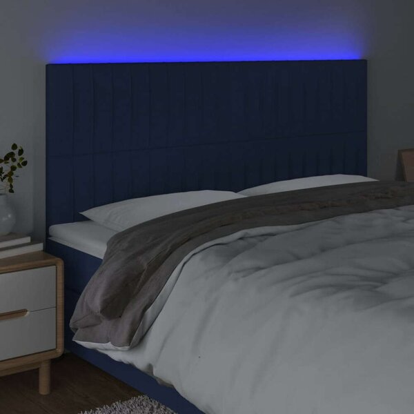 VidaXL Kék Szövet LED Ágyfejtámla - 200x128cm