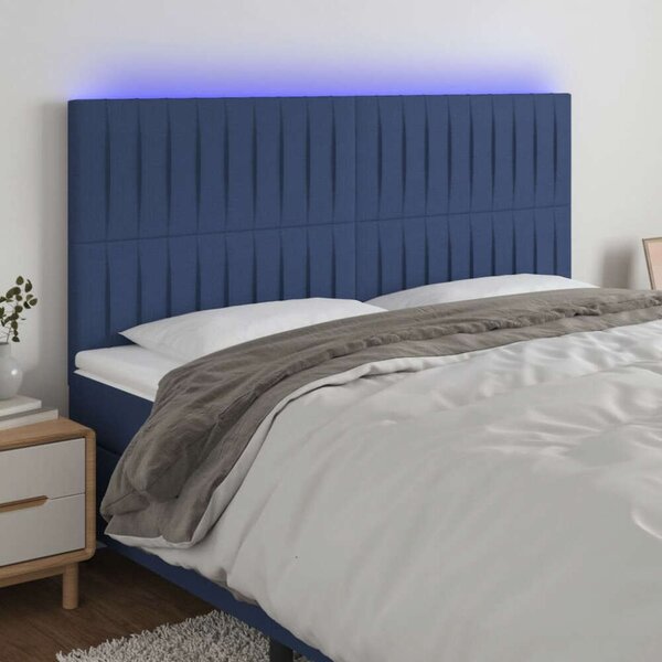 VidaXL Kék Szövet LED Ágyfejtámla - 200x128cm