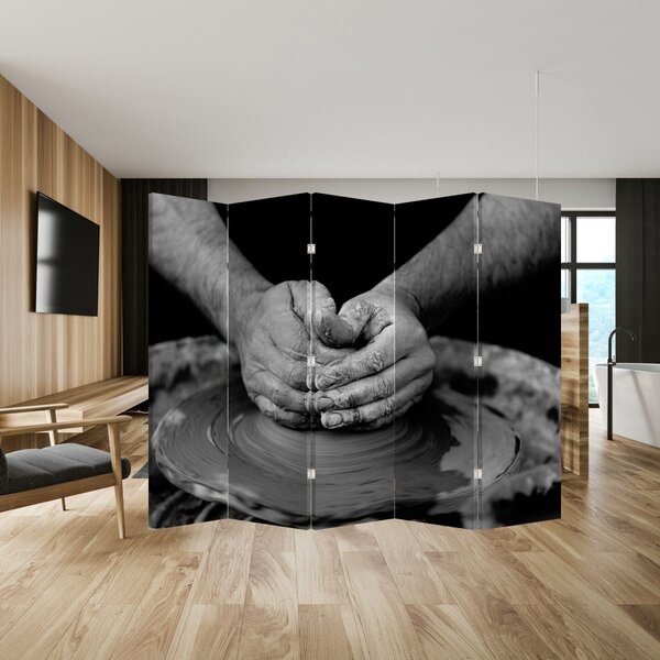 Paraván - Kerámia gyártás - Fekete-fehér (210x170 cm)