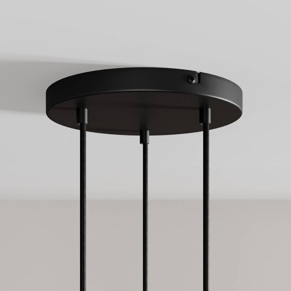 Arcchio LED-es függőlámpa Franka, 3 lámpás, Ø 24 cm, fekete, Fekete, Nappali / Étkező, Alumínium, Modern