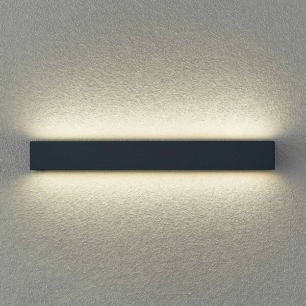 Arcchio LED fali világítás Lengo, 50 cm, 2 izzós, antracit, CCT, Fekete, Alumínium, Modern