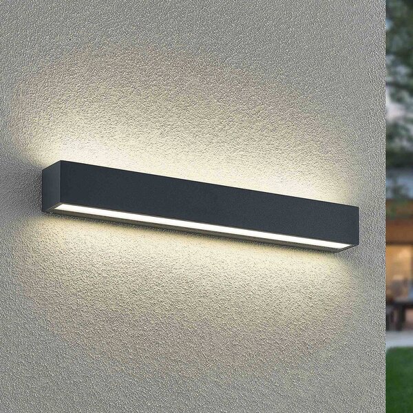 Arcchio LED fali világítás Lengo, 50 cm, 2 izzós, antracit, CCT, Fekete, Alumínium, Modern