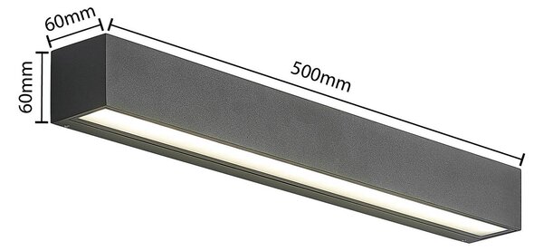Arcchio LED fali világítás Lengo, 50 cm, 2 izzós, antracit, CCT, Fekete, Alumínium, Modern