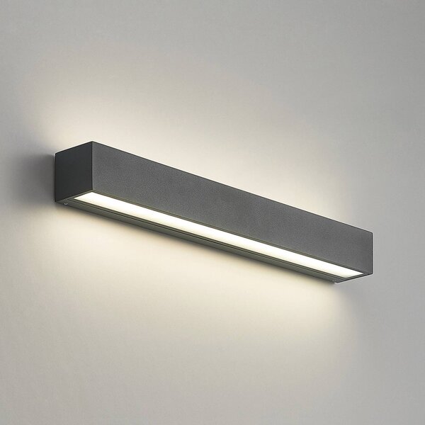 Arcchio LED fali világítás Lengo, 50 cm, 2 izzós, antracit, CCT, Fekete, Alumínium, Modern