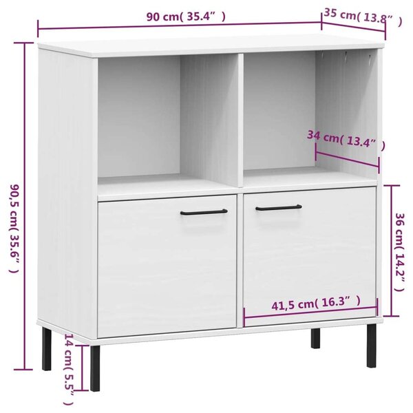 VidaXL OSLO Fehér Fenyőfa Könyvespolc - 90x35x90,5 cm