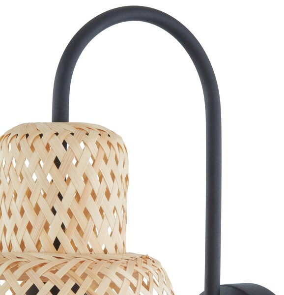 Lindby Venora fali lámpa, magasság 43 cm, fekete, fa, bambusz, dimmelhető, Világos fa, Nappali / Étkező, Bambusz, Vidéki otthon / Rusztikus