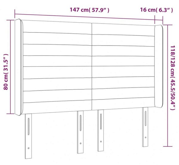 VidaXL sötétkék bársony LED-es fejtámla 147x16x118/128 cm