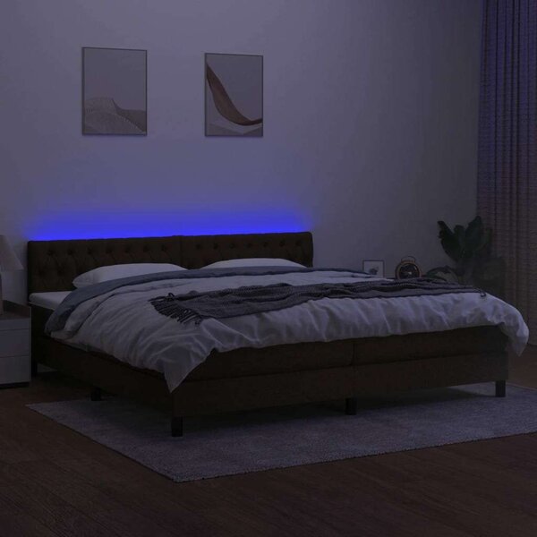 VidaXL LED-es Ágy - Barna Szövet - 200x200 cm