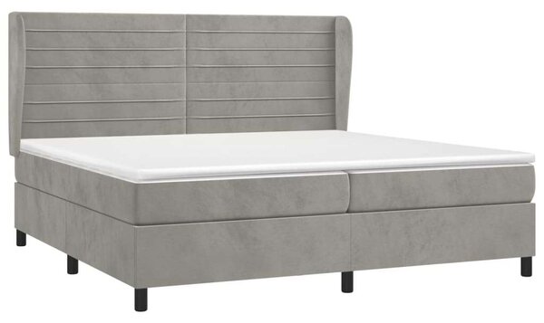 VidaXL világosszürke bársony rugós ágy matraccal 200x200 cm
