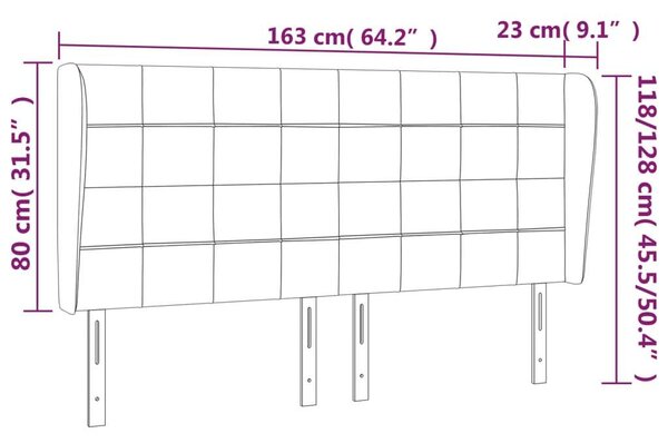 VidaXL sötétkék bársony fejtámla szárnyakkal 163 x 23 x 118/128 cm