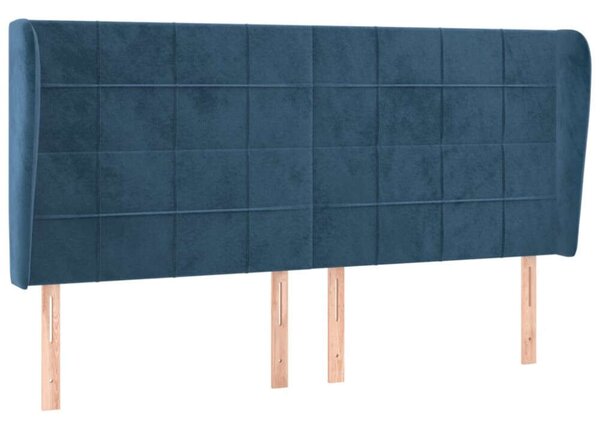 VidaXL sötétkék bársony fejtámla szárnyakkal 163 x 23 x 118/128 cm