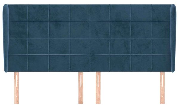 VidaXL sötétkék bársony fejtámla szárnyakkal 163 x 23 x 118/128 cm