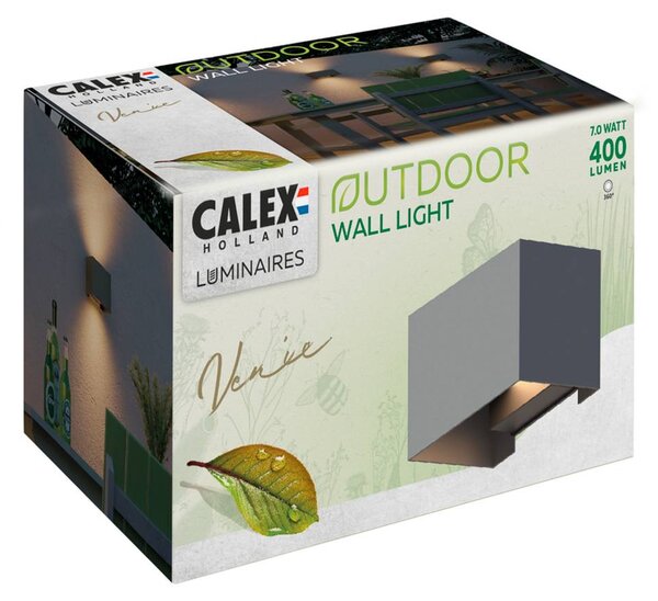 Calex kültéri fali lámpa Téglalap fel/le magasság 10cm antracit, Alu / szürke / cink, Alumínium, Modern