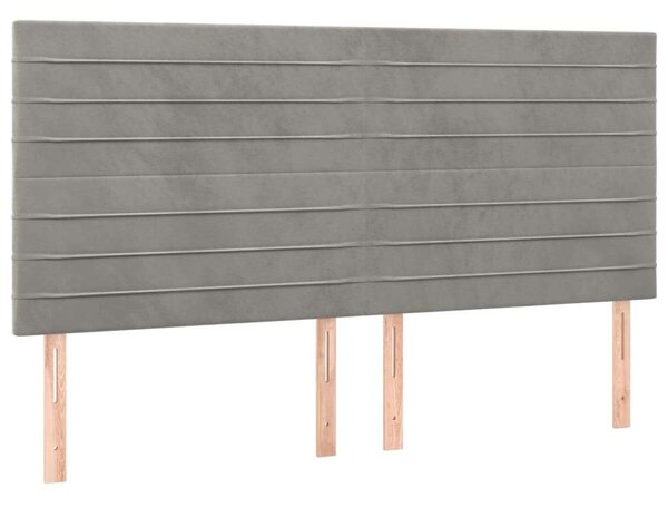 VidaXL világosszürke bársony rugós ágy matraccal 200x200 cm