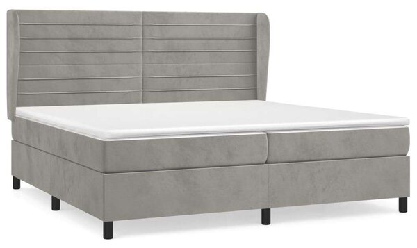 VidaXL világosszürke bársony rugós ágy matraccal 200x200 cm