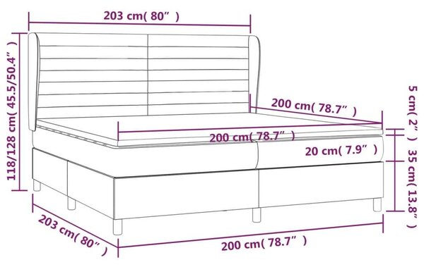 VidaXL világosszürke bársony rugós ágy matraccal 200x200 cm