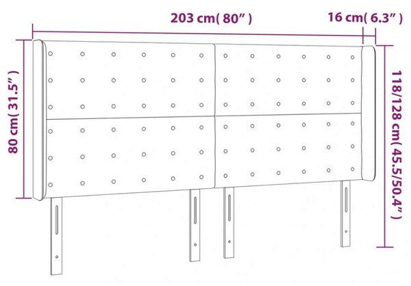 VidaXL Kék Szövet Ágytámlá LED-del - 203x16x118/128cm