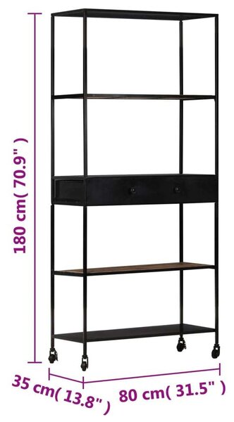 VidaXL Ipari Könyvespolc - Mangófa és Vas - 80x35x180 cm