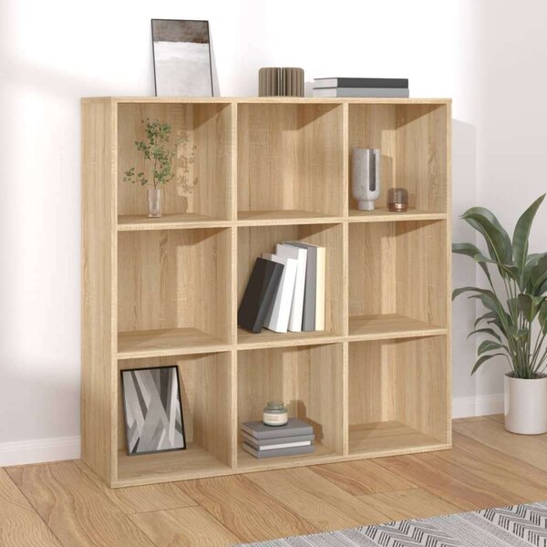 VidaXL Könyvespolc - 9 Rekeszes - Sonoma Tölgy - 98x30x98 cm