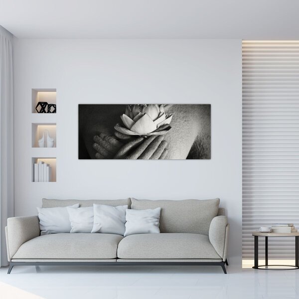 Kép - Lótusz Buddha kezében (120x50 cm)
