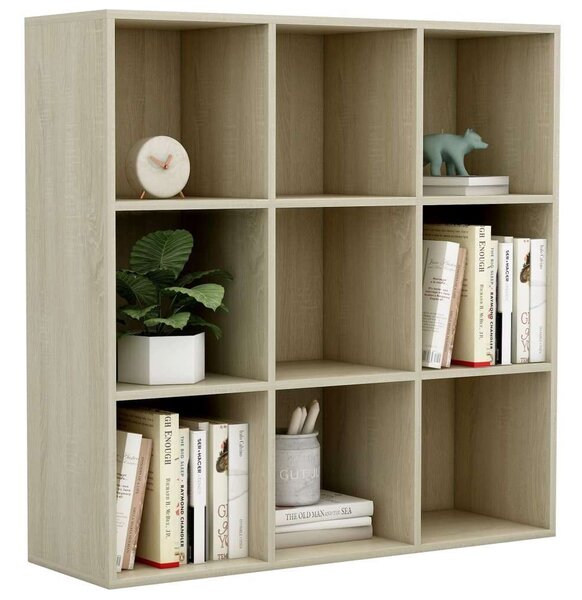 VidaXL Könyvespolc - 9 Rekeszes - Sonoma Tölgy - 98x30x98 cm