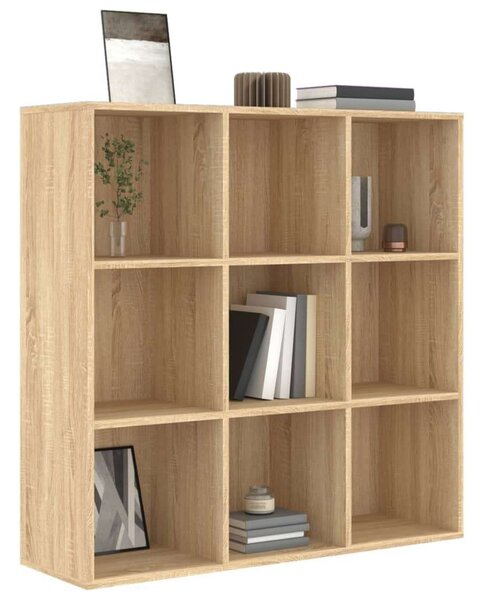VidaXL Könyvespolc - 9 Rekeszes - Sonoma Tölgy - 98x30x98 cm